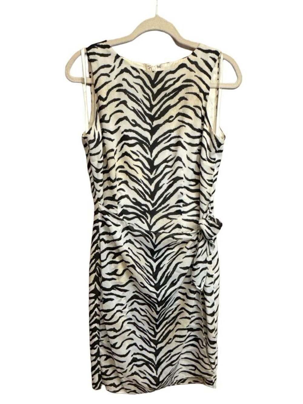Vintage 90’s David Warren New York Zebra Print Sleeveless Dress with Side Tie